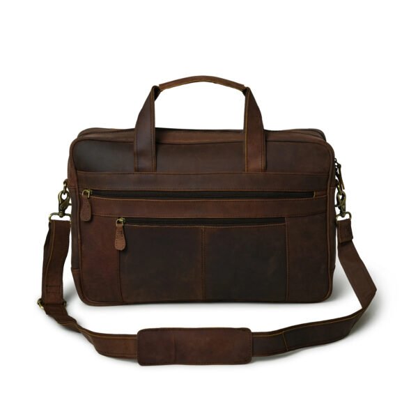 Vintage-Inspired Brown Leather Briefcase - Image 2