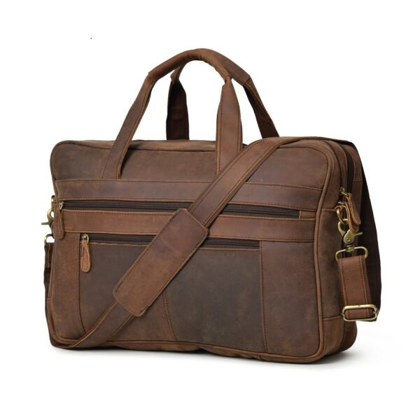 Vintage-Inspired Brown Leather Briefcase