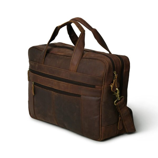 Vintage-Inspired Brown Leather Briefcase - Image 3