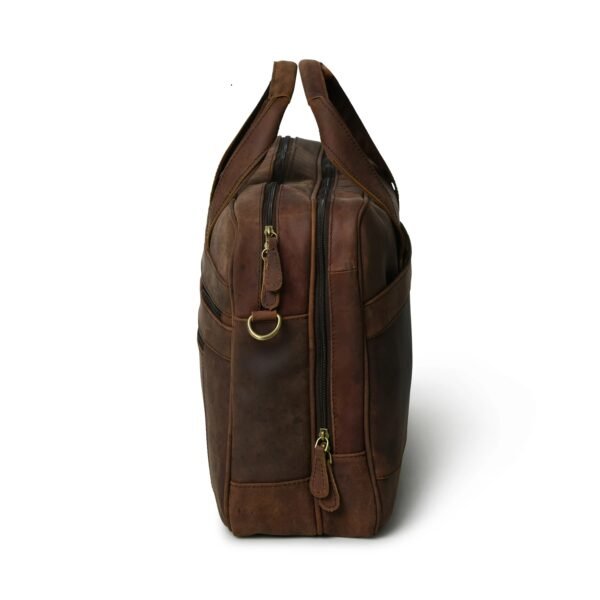 Vintage-Inspired Brown Leather Briefcase - Image 4