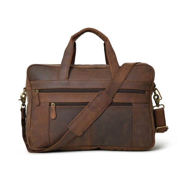 Vintage-Inspired Brown Leather Briefcase - Image 5