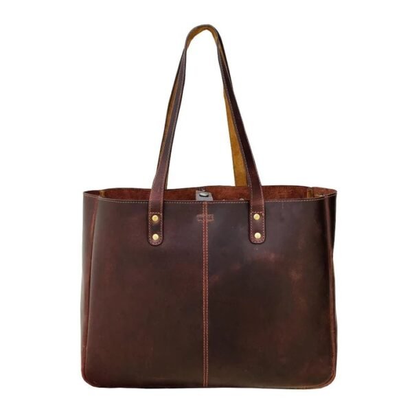 Premium Leather Work Tote with Laptop Compartment