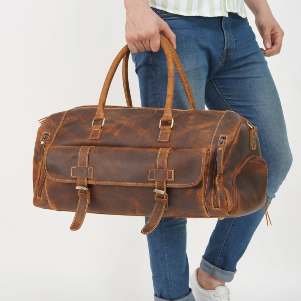 Vintage Charm Leather Shoe Duffel Leather Bag - Image 5