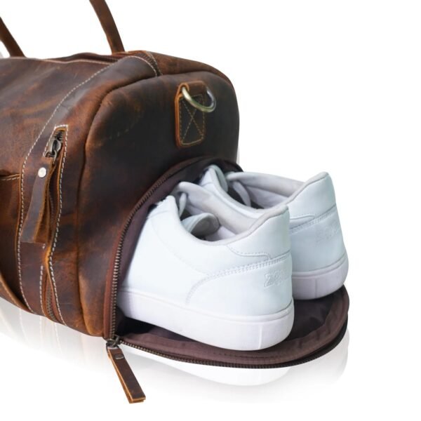 Vintage Charm Leather Shoe Duffel Leather Bag - Image 9