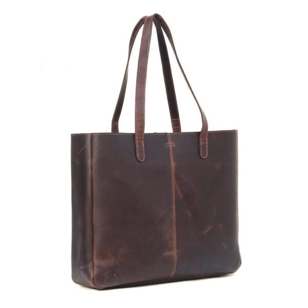 Premium Leather Work Tote with Laptop Compartment - Image 5