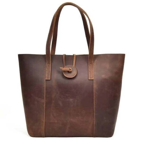 Premium Leather Tote Bag with Laptop Sleeve